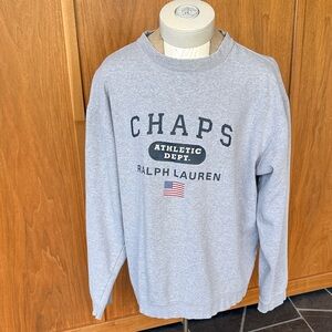 Ralph Lauren Chaps Gray Crewneck Sweatshirt with Flag